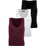 Madmext Siyah/beyaz/bordo Derin V Yaka %100 Pamuklu Basic Kadın Atlet MG2405 - Siyah - Beyaz - Bordo - XL