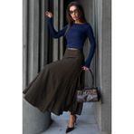 Madmext Siyah/haki Kare Desenli Midi Kadın Etek MG2617 - Siyah - Haki