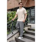 Madmext Taş Rengi Polo Yaka Oversize Erkek Tişört E7185