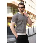 Madmext Taş Rengi Polo Yaka Regular Fit Erkek Triko Tişört E7496 - XL