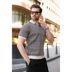 Madmext Taş Rengi Polo Yaka Regular Fit Erkek Triko Tişört E7496