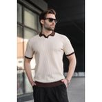 Madmext Taş Rengi Polo Yaka Triko Erkek Tişört E7464 - S