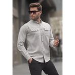 Madmext Taş Rengi Rahat Kalıp Gabardin Erkek Gömlek 6810 - XL