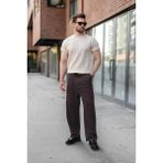 Madmext Taş Rengi Regular Fit Bisiklet Yaka Fitilli Triko Erkek Tişört E7490 - 2XL