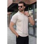 Madmext Taş Rengi Regular Fit Polo Yaka Triko Erkek Tişört E7502