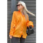 Madmext Turuncu Basic Kadın Saten Gömlek Mg1326