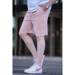 Madmext Turuncu Çizgili Beli Ayarlanabilir Pamuklu Keten Kısa Erkek Şort 6542 - 2XL