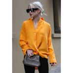 Madmext Turuncu Muslin Kumaş Basic Kadın Gömlek Mg1660