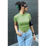 Madmext Yeşil Bisiklet Yaka Basic Kadın Tişört MG1725