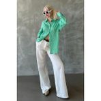 Madmext Yeşil Çizgili Oversize Kadın Gömlek MG2327 - XL