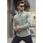 Madmext Yeşil Rahat Kalıp Gabardin Erkek Gömlek 6810 - S