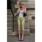 Madmext Yeşil Yüksek Bel Slim Fit Kapri Spor Tayt MG2817