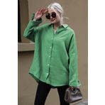 Madmext Yosun Yeşili Muslin Kumaş Basic Kadın Gömlek Mg1660