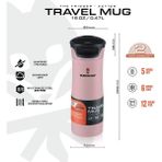 Madmugs Travel Mug Termos Bardak 0.47 Lt Rose Quartz - 470 ml - Pembe