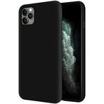 MADNOVA iPhone 11 Pro Max İle Uyumlu Lansman Kılıf İnce Sıvı Silikon 3 Katmanlı Tam Kaplamalı Yumuşak Jel Kauçuk Telefon Kılıfı (siyah)