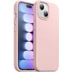 MADNOVA iPhone 13/14 İle Uyumlu Lansman Kılıf İnce Sıvı Silikon 3 Katmanlı Tam Kaplamalı Yumuşak Jel Kauçuk Telefon Kılıfı (Pembe)