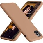 MADNOVA iPhone 14 Pro ile Uyumlu Lansman Kılıf İnce Sıvı Silikon 3 Katmanlı Tam Kaplamalı Yumuşak Jel Kauçuk Telefon Kılıfı (Kahverengi)
