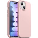 MADNOVA iPhone 15 İle Uyumlu Lansman Kılıf İnce Sıvı Silikon 3 Katmanlı Tam Kaplamalı Yumuşak Jel Kauçuk Telefon Kılıfı (Pembe)