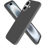 MADNOVA iPhone 16 İle Uyumlu Lansman Kılıf İnce Sıvı Silikon 3 Katmanlı Tam Kaplamalı Yumuşak Jel Kauçuk Telefon Kılıfı (Gri)