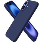 MADNOVA iPhone 16 İle Uyumlu Lansman Kılıf İnce Sıvı Silikon 3 Katmanlı Tam Kaplamalı Yumuşak Jel Kauçuk Telefon Kılıfı (lacivert)