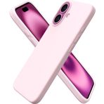 MADNOVA iPhone 16 İle Uyumlu Lansman Kılıf İnce Sıvı Silikon 3 Katmanlı Tam Kaplamalı Yumuşak Jel Kauçuk Telefon Kılıfı (Pembe)