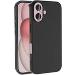 MADNOVA iPhone 16 İle Uyumlu Lansman Kılıf İnce Sıvı Silikon 3 Katmanlı Tam Kaplamalı Yumuşak Jel Kauçuk Telefon Kılıfı (siyah)