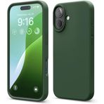 MADNOVA iPhone 16 Plus İle Uyumlu Lansman Kılıf İnce Sıvı Silikon 3 Katmanlı Tam Kaplamalı Yumuşak Jel Kauçuk Telefon Kılıfı (HAKİ YEŞİL)