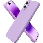 MADNOVA iPhone 16 Plus İle Uyumlu Lansman Kılıf İnce Sıvı Silikon 3 Katmanlı Tam Kaplamalı Yumuşak Jel Kauçuk Telefon Kılıfı (lila)
