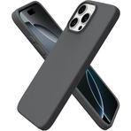 MADNOVA iPhone 16 Pro İle Uyumlu Lansman Kılıf İnce Sıvı Silikon 3 Katmanlı Tam Kaplamalı Yumuşak Jel Kauçuk Telefon Kılıfı (Gri)