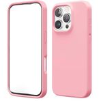 MADNOVA iPhone 16 Pro Lansman Kılıf İnce Sıvı Silikon 3 Katmanlı Tam Kaplamalı Yumuşak Jel Kauçuk Telefon Kılıfı (Şeker Pembe)