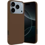 MADNOVA iPhone 17 Pro Lansman Kılıf İnce Sıvı Silikon 3 Katmanlı Tam Kaplamalı Yumuşak Jel Kauçuk Telefon Kılıfı (Kahverengi)