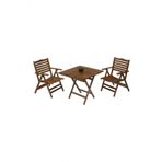 Madrid 4x Katlanır Ahşap Bahçe Balkon Takımı: 80x80 Masa + 2 Sandalye Set