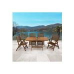 Madrid Lüks Katlanır Ahşap Bahçe Balkon Takımı: 80x120 Masa + 4 Sandalye Set
