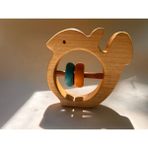 Madwood Toys Doğal Ahşap Sincap Çıngırak – El Yapımı, Montessori Uyumlu Bebek Oyuncağı