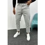 MADZEYMODA Boyfriend Erkek Gri Yırtık Jean Kot Pantolon