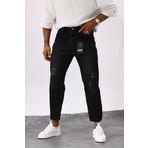 MADZEYMODA Boyfriend Erkek Yırtık Detaylı Siyah Jean Kot Pantolon