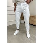 MADZEYMODA Boyfriend Kalıp Erkek Beyaz Jean Kot Pantolon