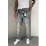 MADZEYMODA Erkek Baggy Kalıp Yırtık Detaylı Mavi Jean Kot Pantolon