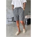 MADZEYMODA Erkek Keten Şort Füme Lastikli Bağcıklı Rahat Kesim Yazlık MZ-93121