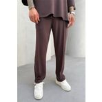 MADZEYMODA Erkek Oyaho Kumaş Kahve Baggy Kalıp Jogger Pantolon KE-7012