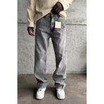 MADZEYMODA Erkek Relax Baggy Gri Denim Jean Kot Pantolon KE-947