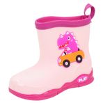 Maeau Kız ve erkek çocuklar için lastik çizme, yağmur çizmesi, su geçirmez, kaymaz, rahat, yumuşak, yağmur ayakkabısı, dinozor 24-31 EU, Pembe., 28 EU