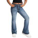 Maeau Kızlar için geniş kot pantolon, retro moda, yırtık kot pantolon, ince, streç geniş boş zaman pantolonu, elastik bel ve cepli, pamuk karışımı, konfor, beden 130-160/7-14 yaş, Mavi Gri, 7-8 Yaş