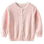 Maeau Örgü ceket kız çocuk Basic Bolero Komünyon Kız Bolero Ceket Uzun Kollu Kız 90-160, 02 Pembe, 110