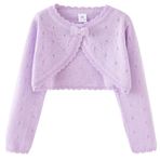 Maeau Örgü ceket kız çocuk Basic Bolero Komünyon Kız Bolero Ceket Uzun Kollu Kız 90-160, 07 Eflatun, 90
