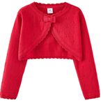 Maeau Örgü ceket kız çocuk Basic Bolero Komünyon Kız Bolero Ceket Uzun Kollu Kız 90-160, 07 Kırmızı, 110