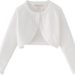 Maeau Örgü ceket kız çocuk Basic Bolero Komünyon Kız Bolero Ceket Uzun Kollu Kız 90-160, 08 Beyaz, 110