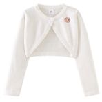Maeau Örgü ceket kız çocuk Basic Bolero Komünyon Kız Bolero Ceket Uzun Kollu Kız 90-160, 08 Beyaz Çiçek, 110