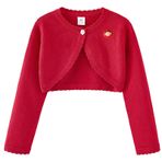 Maeau Örgü ceket kız çocuk Basic Bolero Komünyon Kız Bolero Ceket Uzun Kollu Kız 90-160, 08 Kırmızı Çiçek, 100