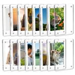 MaehSab 16'lı Paket Akrilik Buzdolabı Mıknatısı Resim Çerçeveleri, Yüksek Şeffaflık 5,7 x 9,5 cm Şeffaf Mini Buzdolabı Çerçeveleri, Buzdolabı Ekranı için Manyetik Çerçeve